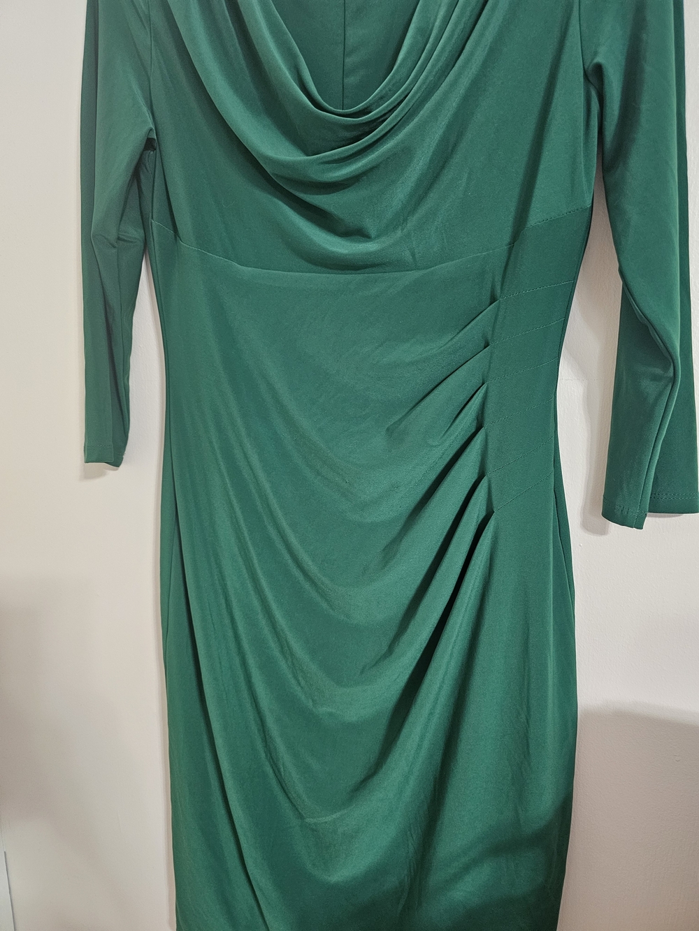 Lauren Ralph Lauren Sz 10 Emerald Draped Jersey Dress - Picture 2 of 6
